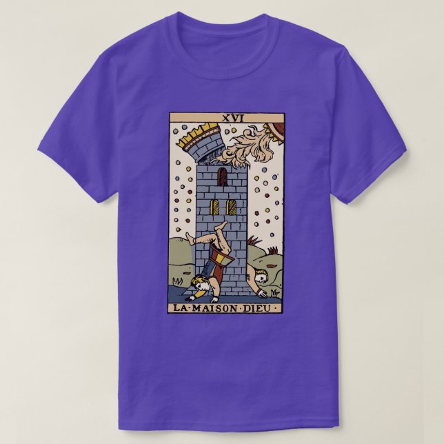 Antique Tarot d XVI La Maison Dieu T Shirt (Design framsida)