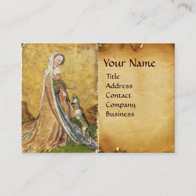 Antique Tarots /German Court Cards/Dam i Hundar Visitkort (Framsida)