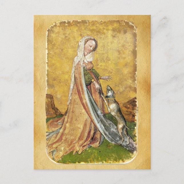 Antique Tarots /German Court Cards/Dam i Hundar Vykort (Framsida)