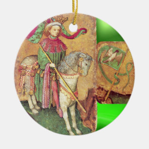 Antique Tarots /German Court Cards/Kung i Falcons Julgransprydnad Keramik