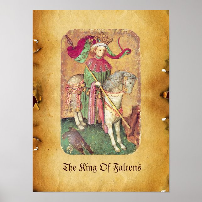 Antique Tarots /German Court Cards/Kung i Falcons Poster (Framsidan)