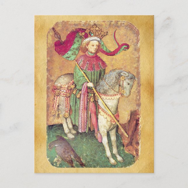 Antique Tarots /German Court Cards/Kung i Falcons Vykort (Framsida)