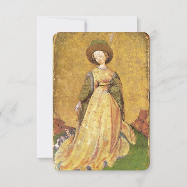 Antique Tarots /German Court Cards/Maid of Hundar (Framsida)