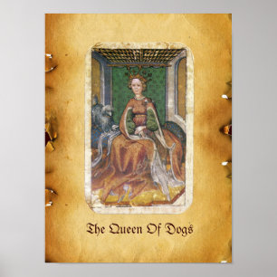 Antique Tarots /German Court Cards/Queen of Hundar Poster
