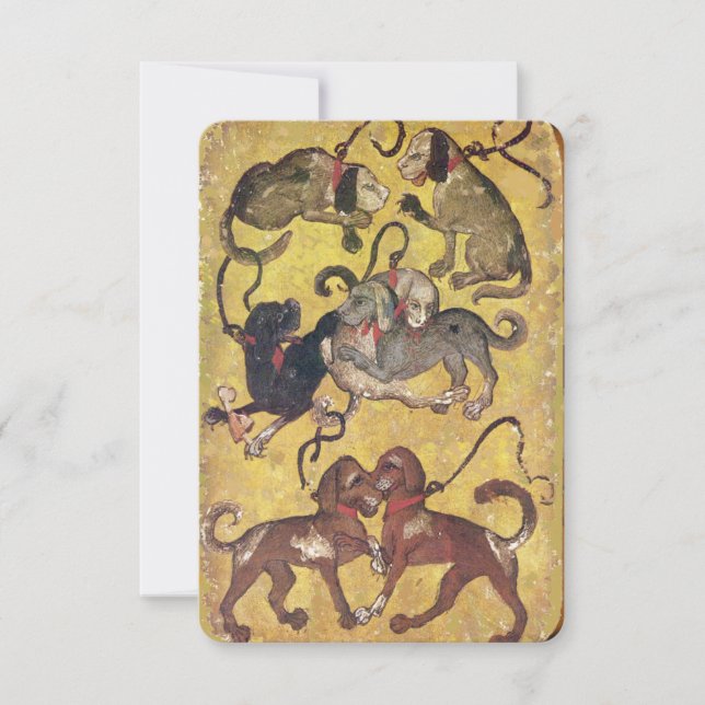 Antique Tarots /German Court Cards/Seven of Hundar (Framsida)