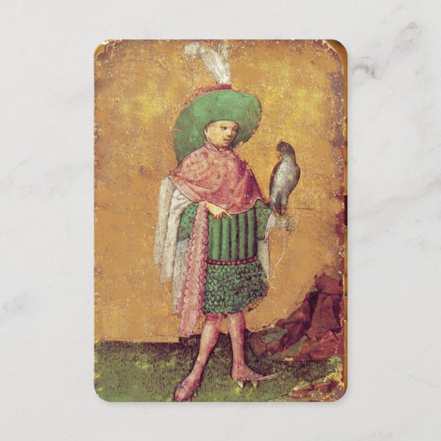 Antique Tarots German Court Cards/Squire of Falcon (Framsida)