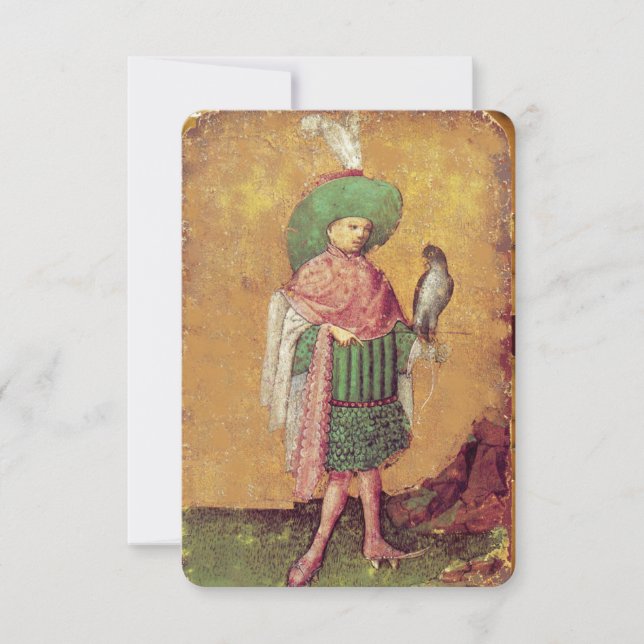 Antique Tarots German Court Cards/Squire of Falcon (Framsida)