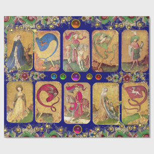 Antique Tarots, tyska domstolskort, Flaggor i blåt Presentpapper