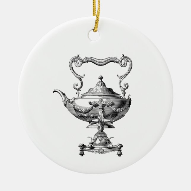 Antique Tea Kettle Julgransprydnad Keramik (Framsidan)
