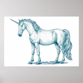 Antique teckning av Unicorn Poster