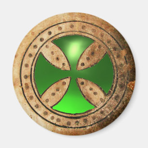 ANTIQUE TEMPLAR KOR Grönt Emerald Gem Magnet