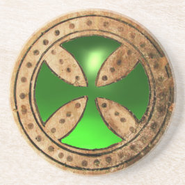 ANTIQUE TEMPLAR KOR Grönt Emerald Gem Underlägg Sandsten