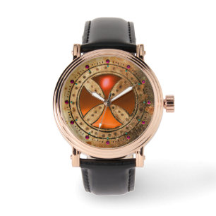 ANTIQUE TEMPLAR KOR Gult Orange Gem Armbandsur