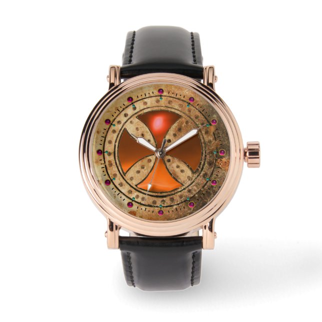 ANTIQUE TEMPLAR KOR Gult Orange Gem Armbandsur (Framsida)