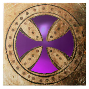 ANTIQUE TEMPLAR KOR Lila Amethyst Gem Kakelplatta