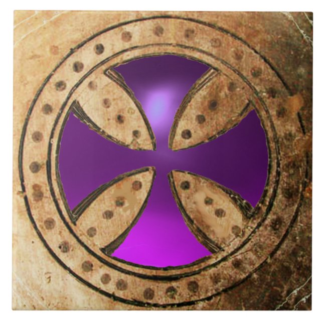 ANTIQUE TEMPLAR KOR Lila Amethyst Gem Kakelplatta (Framsidan)