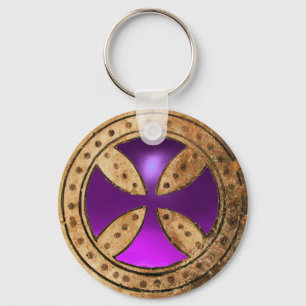 ANTIQUE TEMPLAR KOR Lila Amethyst Gem Nyckelring