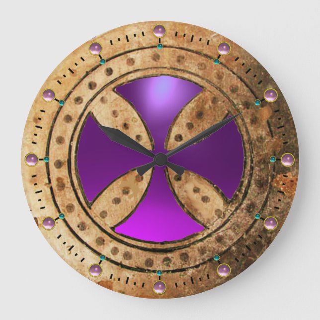 ANTIQUE TEMPLAR KOR Lila Amethyst Gem Stor Klocka (Framsida)