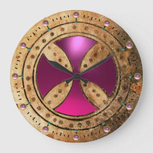 ANTIQUE TEMPLAR KOR Lila Rosa Amethyst Gem Stor Klocka