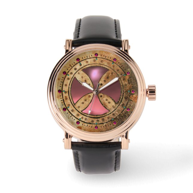 ANTIQUE TEMPLAR KOR Ljus rosa Gem Armbandsur (Framsida)