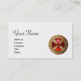 ANTIQUE TEMPLAR KOR Red Ruby Gem Monogram Pearl Visitkort