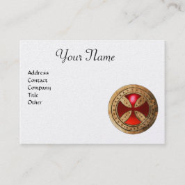 ANTIQUE TEMPLAR KOR Red Ruby Gem Monogram Pearl Visitkort