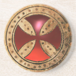 ANTIQUE TEMPLAR KOR Red Ruby Gem Underlägg Sandsten