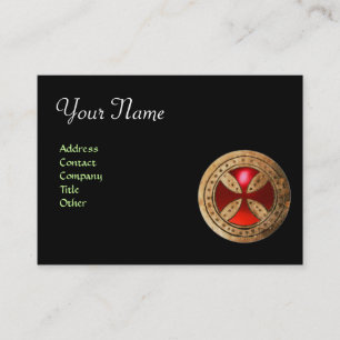 ANTIQUE TEMPLAR KOR Red Ruby Gem Visitkort