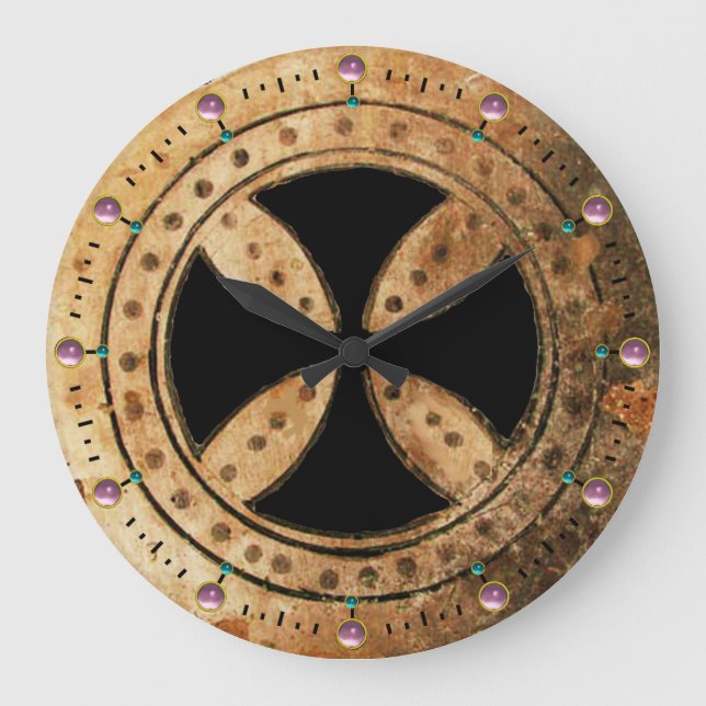 ANTIQUE TEMPLAR KOR Rosa Amethyst Gemstones Stor Klocka (Framsida)