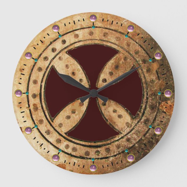 ANTIQUE TEMPLAR KOR Rosa Amethyst Gemstones Stor Klocka (Framsida)