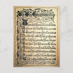 Antique Ten-kommandokort Vykort