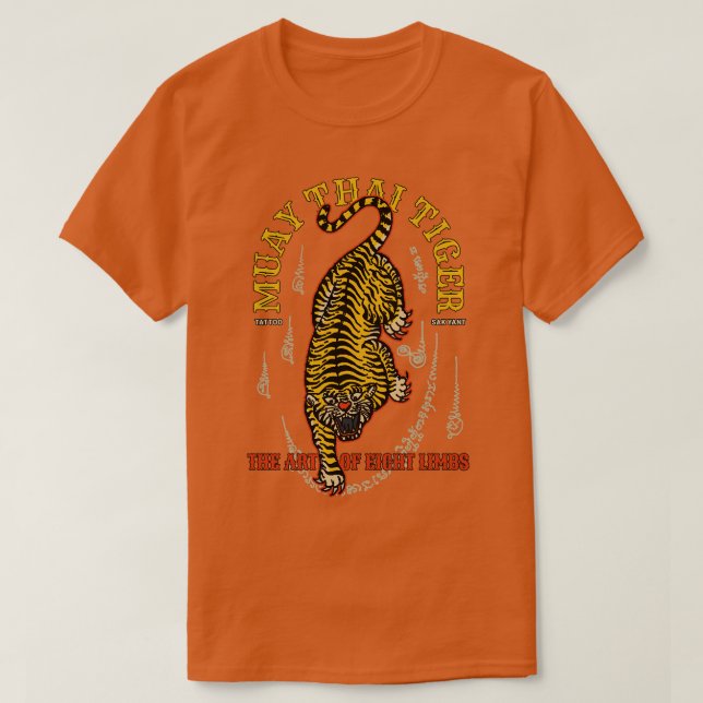 Antique Tiger Muay Thai Tattoo T Shirt (Design framsida)