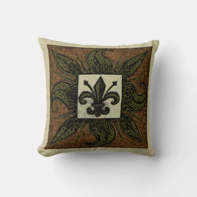 Antique Tiled Fleur de Lis Kudde (Framsida)