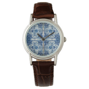 Antique Tiles in Delft Blue Armbandsur