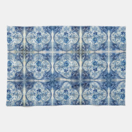 Antique Tiles in Delft Blue Kökshandduk