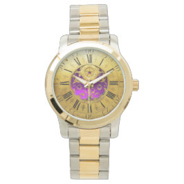 ANTIQUE TIME Lila Amethyst Gemstones,Guld Gult Armbandsur
