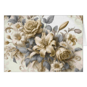 Antique Tinge Golden Blommigt Perftion Hälsningskort