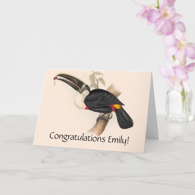 Antique Toucan Bird Wildlife Painting Kort (Orkide)