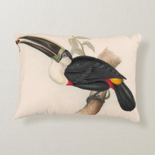 Antique Toucan Bird Wildlife Painting Prydnadskudde