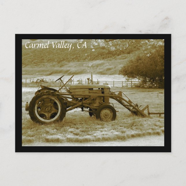 Antique Tractor Carmel Valley, CA Postcard Vykort (Framsida)