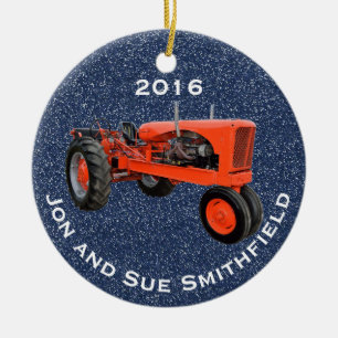 Antique Tractor "(ditt namn)" & "20XX" Julgransprydnad Keramik