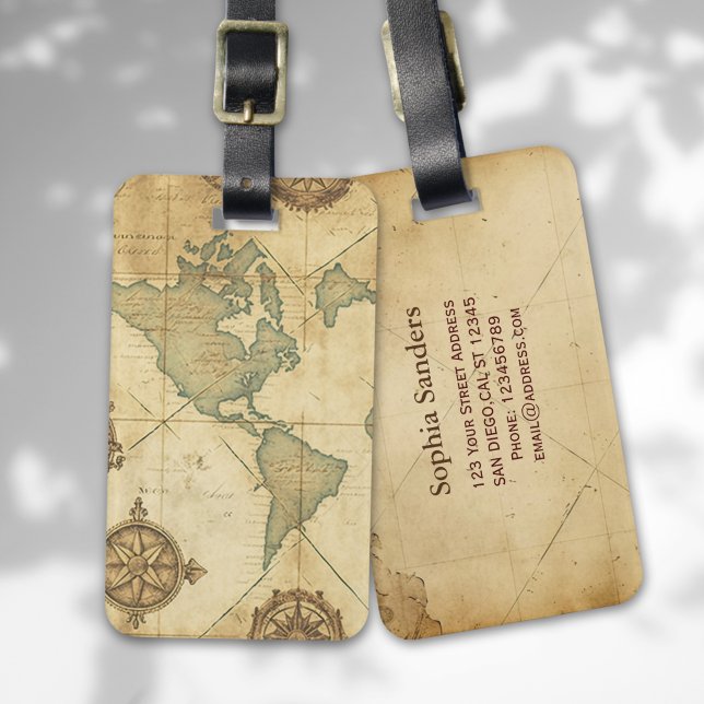 Antique Traveler Map Bagagebricka (Skapare uppladdad)