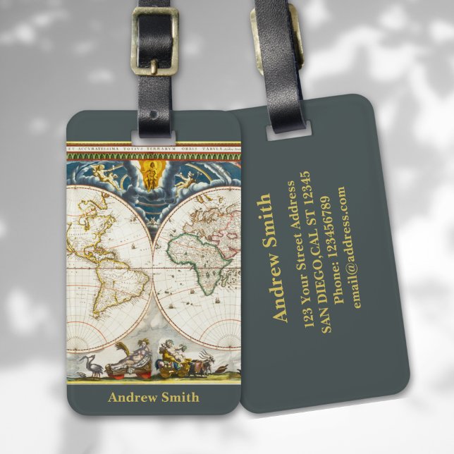 Antique Traveler Map Funny Travel Bagagebricka (Skapare uppladdad)