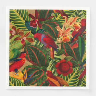 Antique Tropical Parrots Jungle Mönster Pappersservett