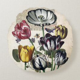 Antique Tulips Rund Kudde