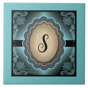 Antique Turcos Snöre Monogram Ceramic Tile Kakelplatta