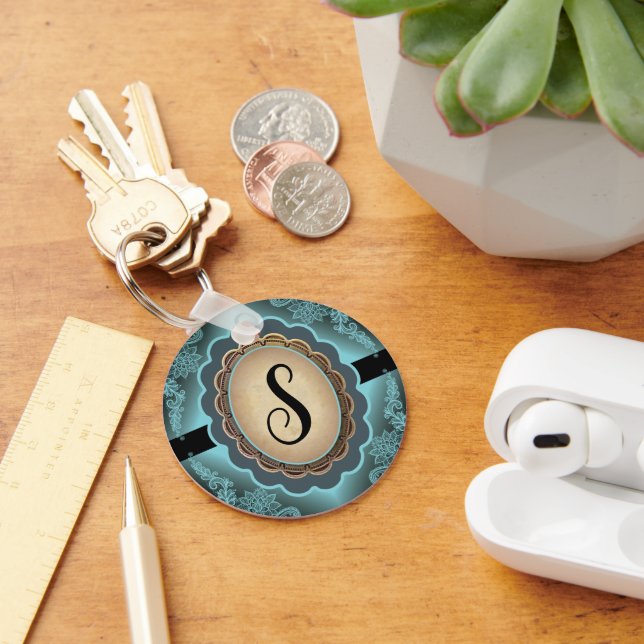 Antique Turcos Snöre Monogram Keychain Nyckelring (Skrivbord)