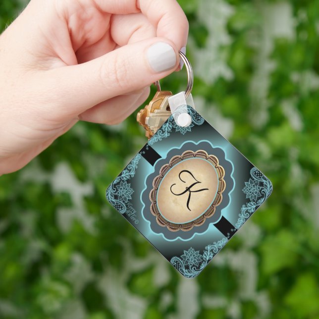 Antique Turcos Snöre Monogram Keychain Nyckelring (Hand)