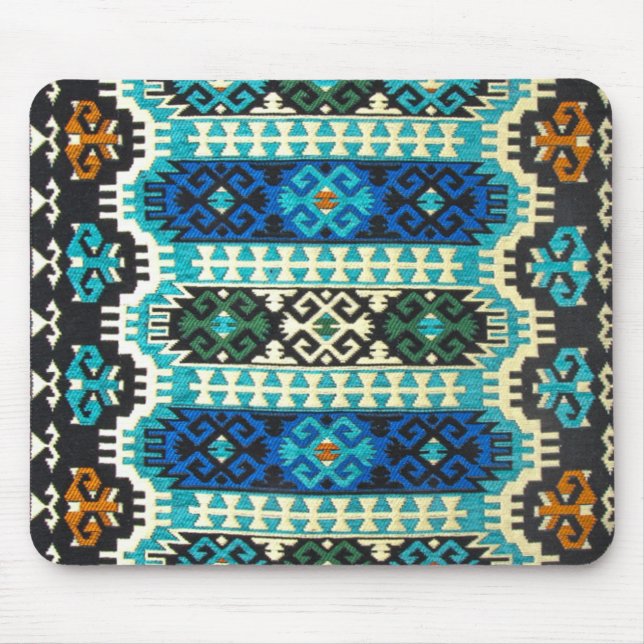 Antique Turkisk Kilim Carpet Matta Blue-Grönt Musmatta (Framsidan)