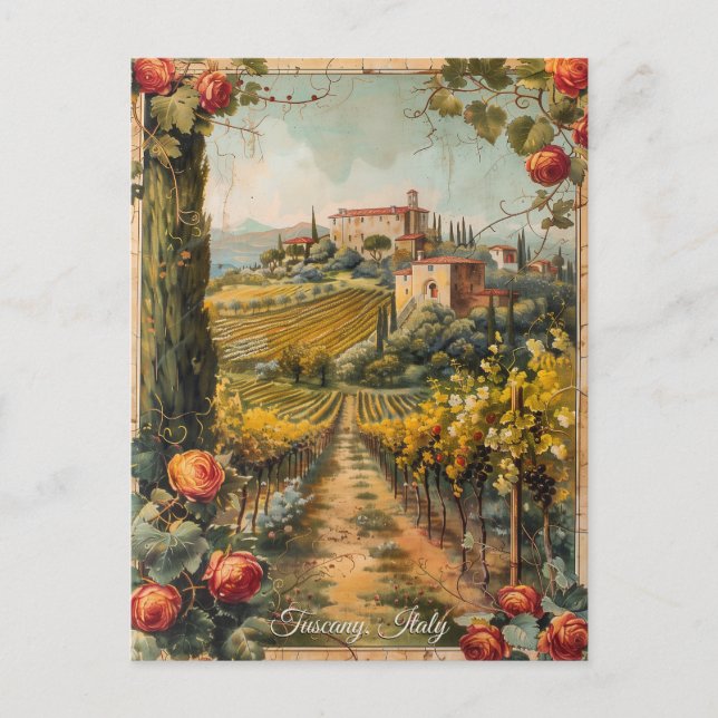 Antique Tuscany Romantic Oljemålning Travel Art Vykort (Framsida)